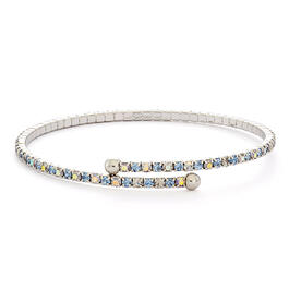 Light Sapphire & Aurora Borealis Crystals Bangle Bracelet