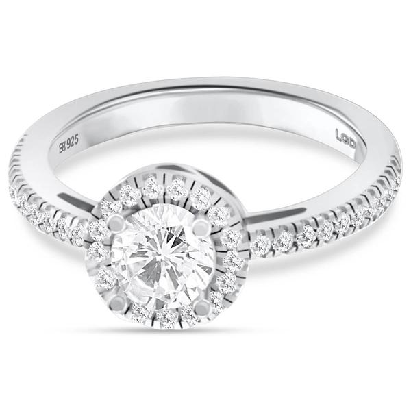 Nova Star® Sterling Silver 1ctw. Lab-Grown Diamond Halo Ring