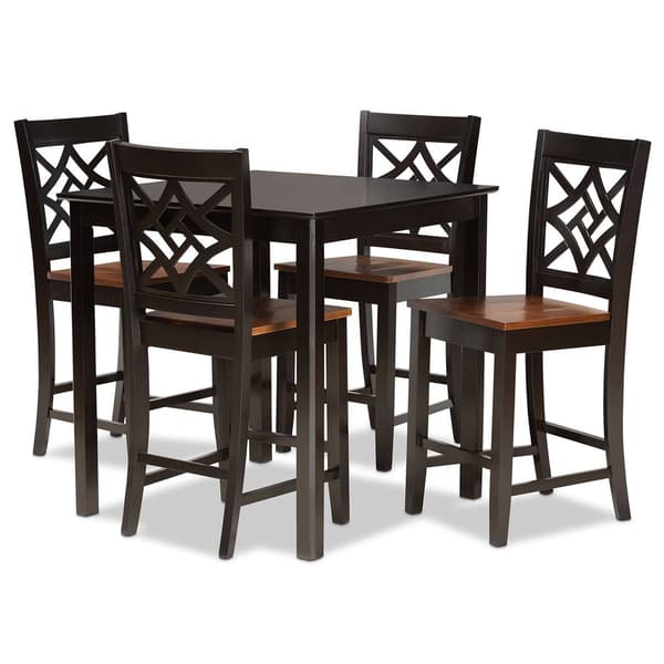 Baxton Studio Nicolette Two-Tone Brown Wood 5pc. Pub Set