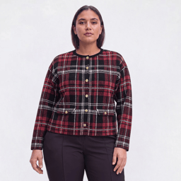 Plus Size Preswick & Moore(R) Long Sleeve Plaid Jacket