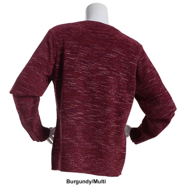 Plus Size Napa Valley Button Shoulder Space Dye Chenille Sweater