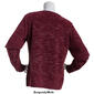 Petite Napa Valley Long Sleeve Button Shoulder Space Dye Sweater - image 3