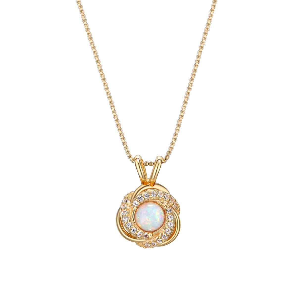 Forever Facets® 18kt. Gold Opal Love Knot Necklace