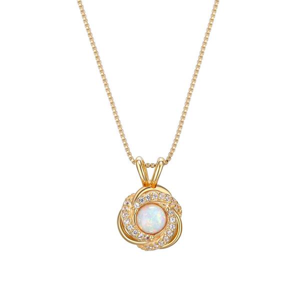 Forever Facets&#40;R&#41; 18kt. Gold Opal Love Knot Necklace - image 