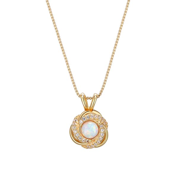 Forever Facets(R) 18kt. Gold Opal Love Knot Necklace - image 