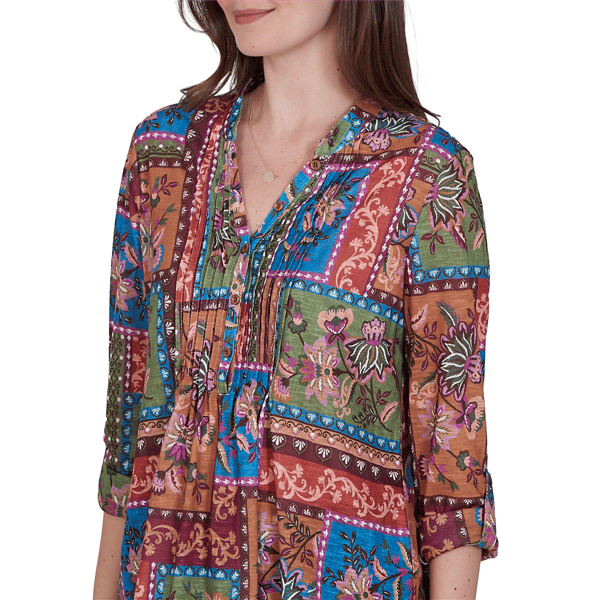 Womens Ruby Rd. Romance On The Ranch Pleated Floral Blouse