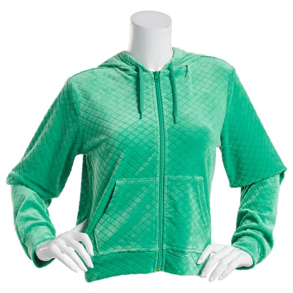 Juniors Jolie & Joy Embossed Velour Zip Up Hoodie - image 