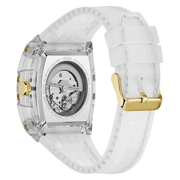 Mens Guess Clear Silicone Strap Automatic Watch - GW1073G2