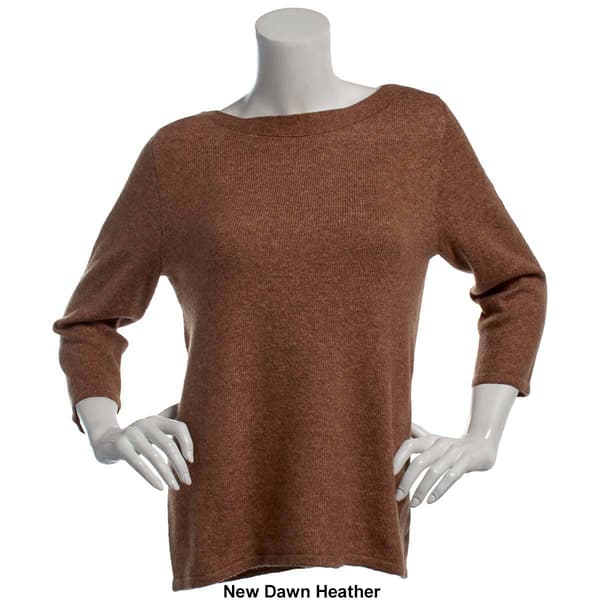 Womens Leo & Nicole 3/4 Sleeve Bateau Yarn Sweater