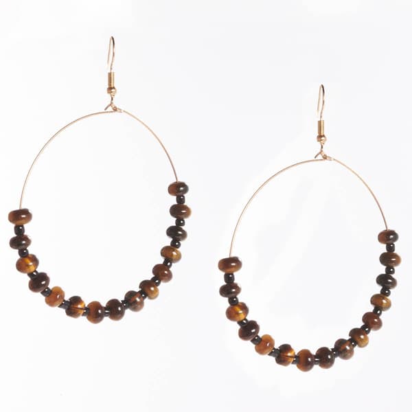 Ashley Cooper(tm) Tortoise Shell Beaded Hoop Earrings - image 