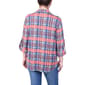 Womens NY Collection 3/4 Sleeve Plaid Hacci Blouse-Rust/Denim - image 2