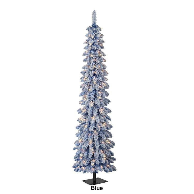Puleo International 7ft. Pre-Lit Flocked Alpine Christmas Tree