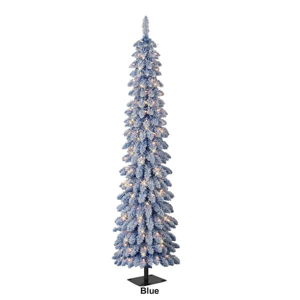 Puleo International 7ft. Pre-Lit Flocked Alpine Christmas Tree
