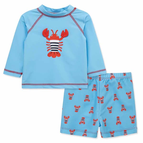 Baby Boy (6-24M) Little Me(R) Lobster Rashguard Swim Set