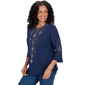 Petite Alfred Dunner Tuscany Diamond Embroidery Blouse - image 3