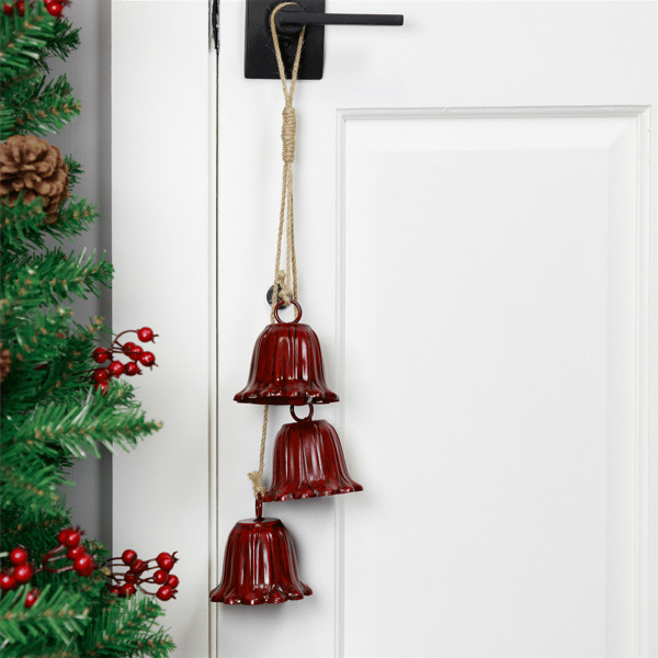 Northlight Trio Red Fluted Christmas Bells  - Set of 2