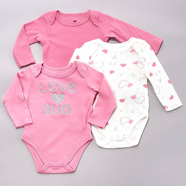 Baby Girl (NB-9M) Mini Hop Love Bug 3pk. Long Sleeve Bodysuits - image 