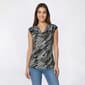 Petite Kasper Cap Sleeve Cowl Neck Linear Polka Dot Blouse - image 1