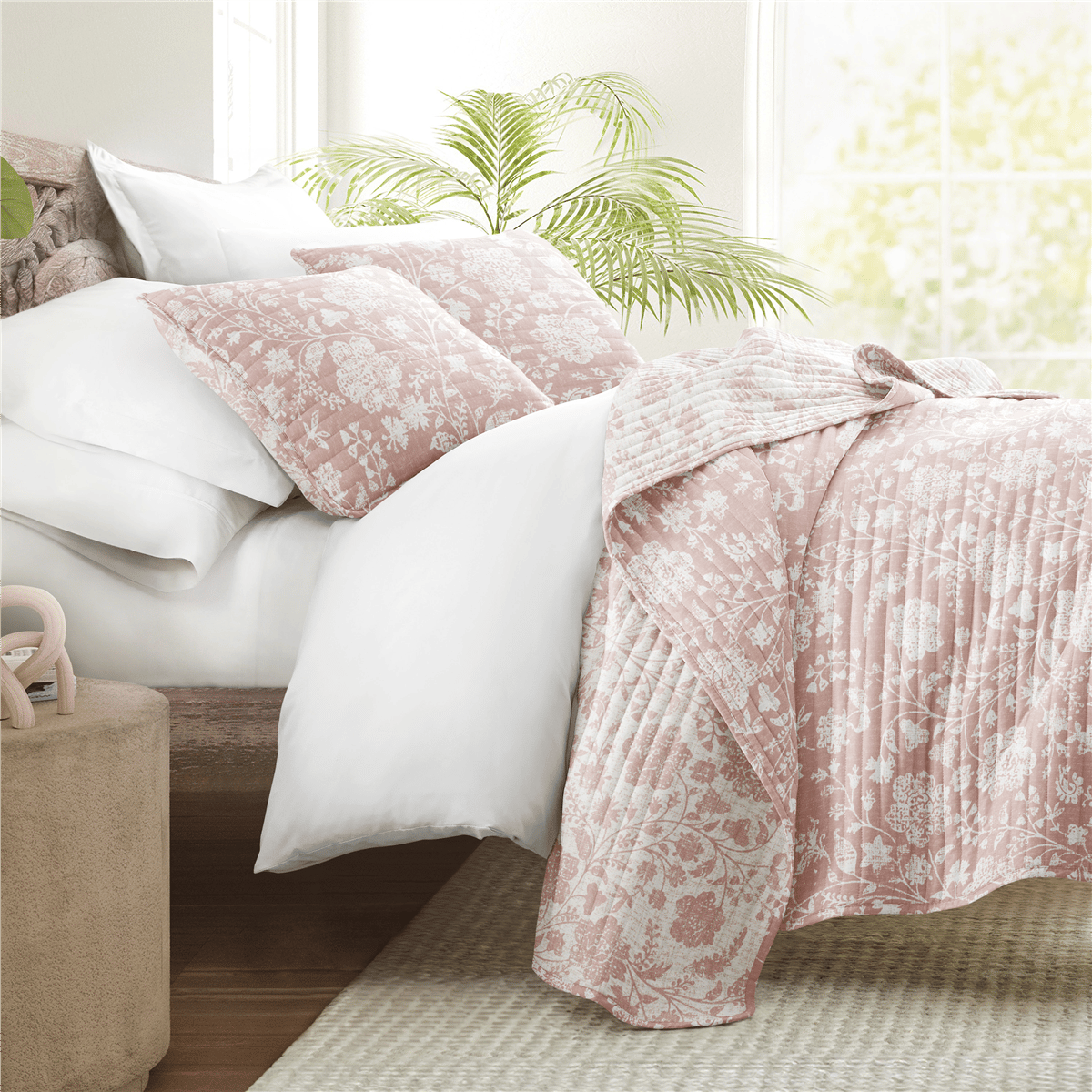 Open Video Modal for Soft Essentials Ultra Soft Textured Floral Reversible Quilt Set
