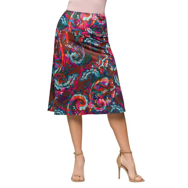 Womens 24/7 Comfort Apparel Paisley Comfortable Length Skirt