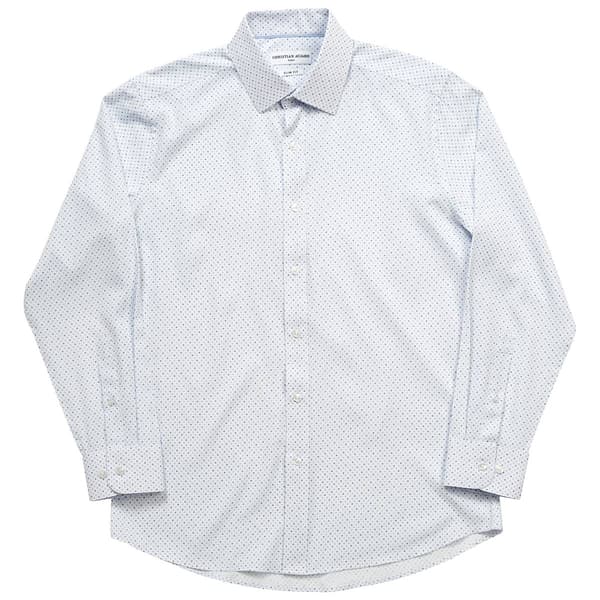 Mens Christian Aujard Slim Fit Diamonds Dress Shirt - White/Blue - image 