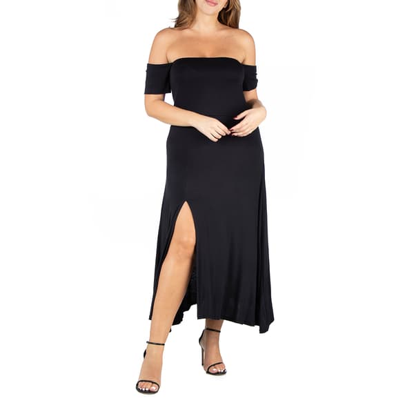 Plus Size 24/7 Comfort Apparel Off The Shoulder Midi Dress - image 