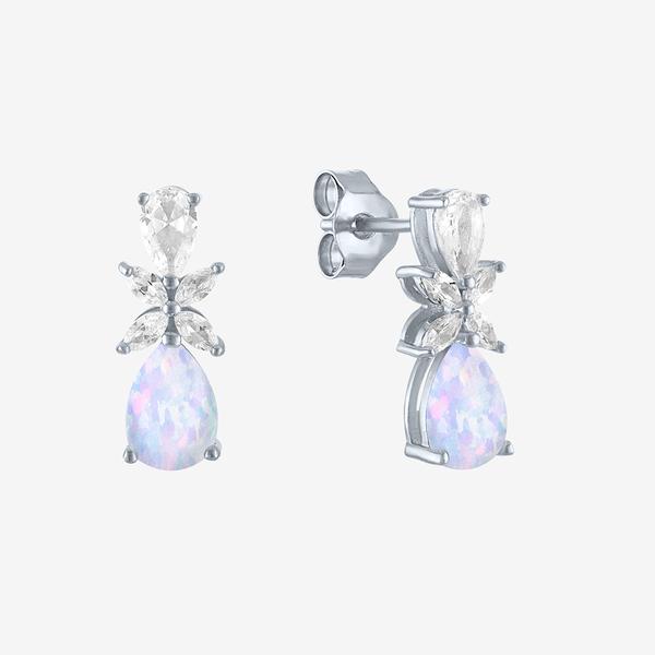 Gemstone Classics(tm) Lab Grown Opal & White Sapphire Earrings - image 