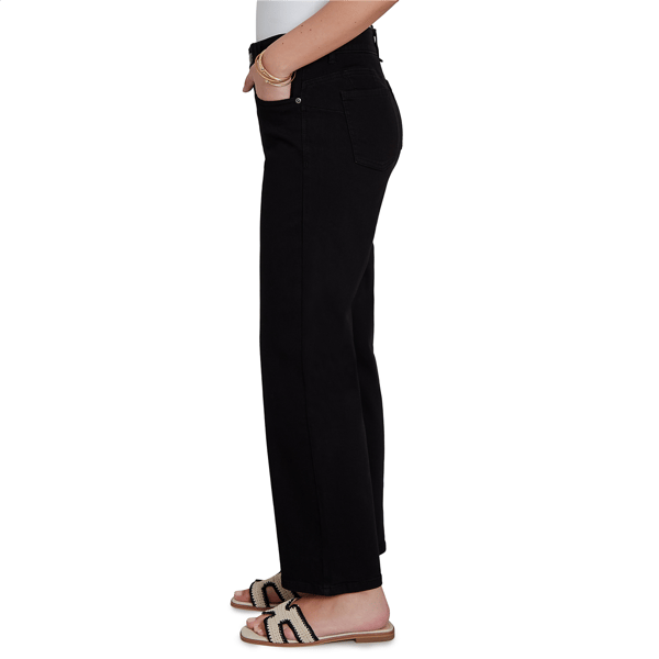 Womens Ruby Rd. Key Items Jet Black Stovepipe Wide Leg Jeans