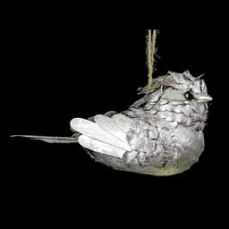 Gallerie II Silver Glittered Pine Cone Bird Christmas Ornament