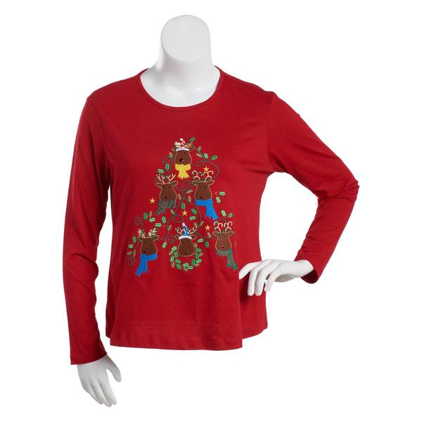 Womens Project Long Sleeve Reindeer Tree Knit Top
