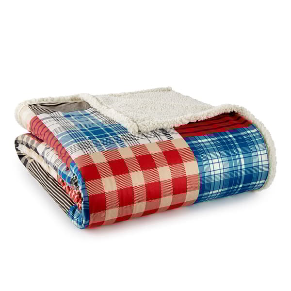 Micro Flannel&#40;R&#41; Berry Patch Plaid Reverse to Sherpa Blanket