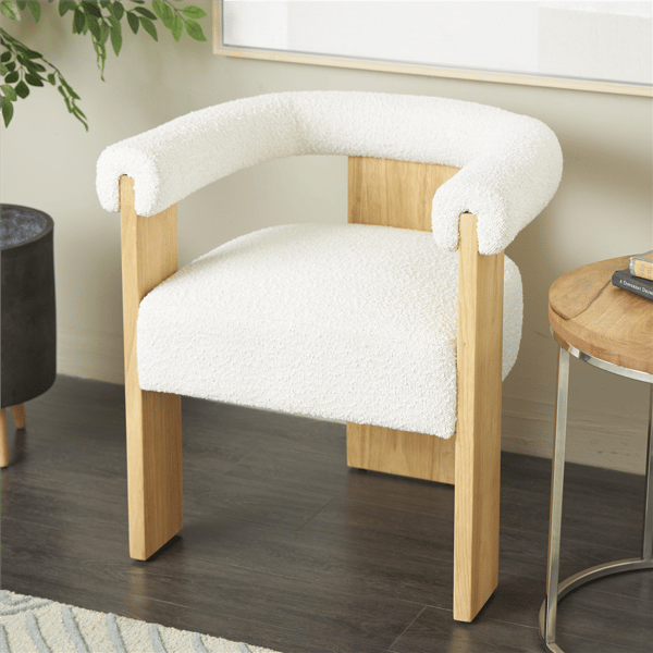 9th & Pike® Contemporary Cream Polyester Accent Chair