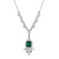 1928 Silver Tone Green & Crystal Y-Necklace - image 1