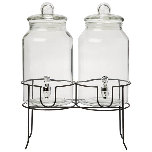 Circle Glass Double 1gal. Charming Dispenser with Stand - image 