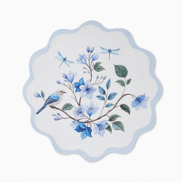 Avanti Bluebird Woven Braided Round Placemats - Set of 4