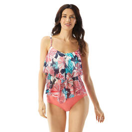 Womens Beach House Portia Mesh Layer Floral Tankini Swim Top