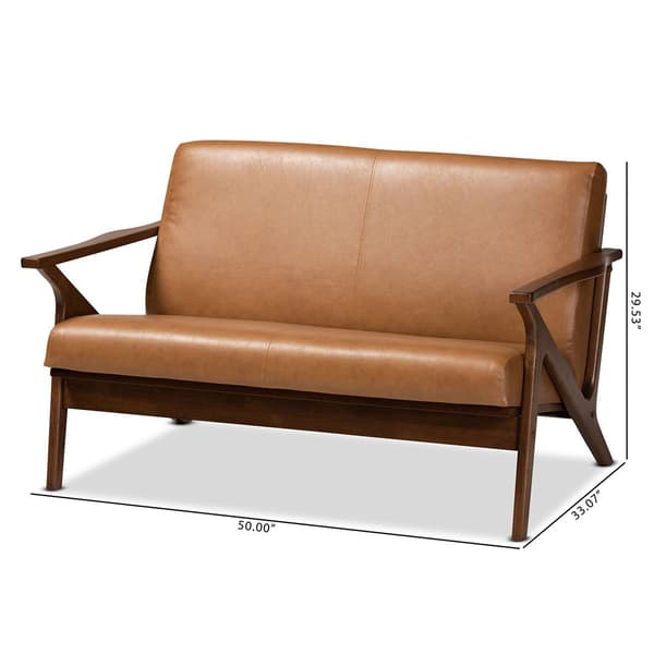 Baxton Studio Bianca Modern Wood & Faux Leather Effect Loveseat