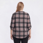 Plus Size Notations 3/4 Sleeve Plaid Blouse - Black/Red/Grey - image 2