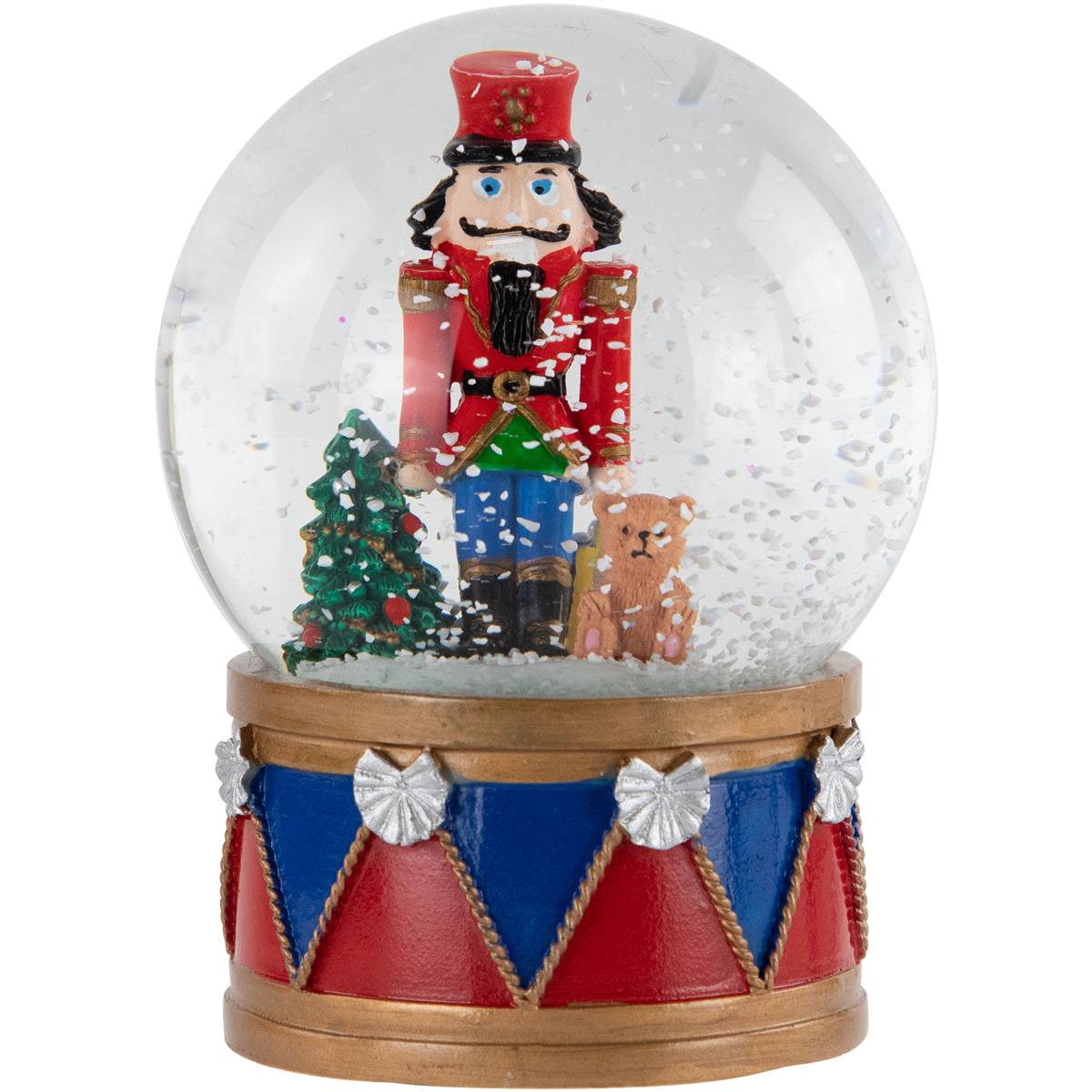 Northlight 6in. Nutcracker with Teddy Bear Christmas Snow Globe