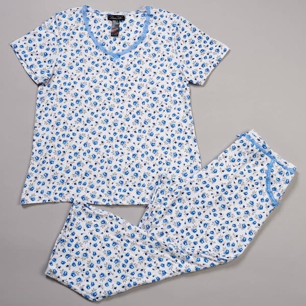 Womens Rene Rofe Short Sleeve Poly Spand Ditsy Floral Printed Ca