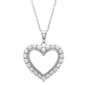 Silver Plated CZ Open Heart Pendant Necklace - image 1