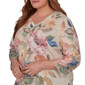 Plus Size Alfred Dunner Camden Market Bold Rose V Neck Blouse - image 5