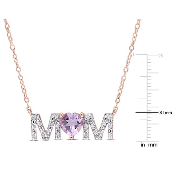 Sophia B 1/10ct. Diamond & Rose de France Mom Necklace