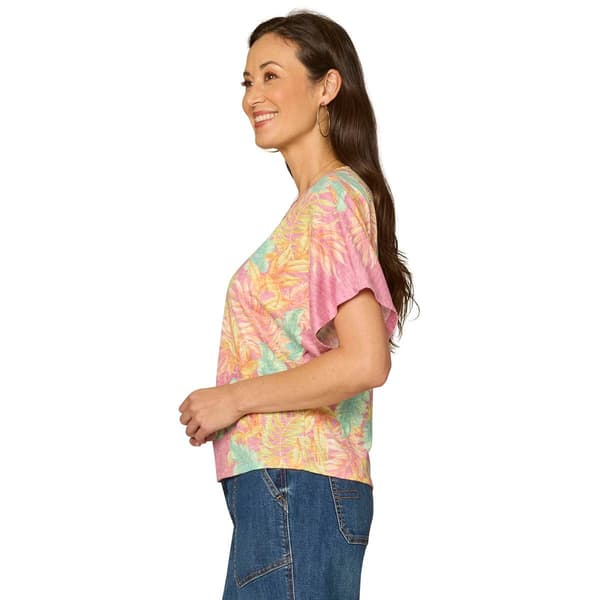 Womens Democracy Short Dolman Sleeve Leaf Tee