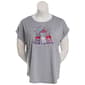 Plus Size Tru Self Embroidered Cat Rhinestone Ribbon Tee - image 1