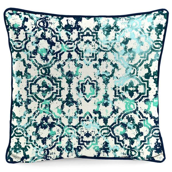 Jordan Manufacturing Watercolor Lattice Outdoor Throw Pillow - image 