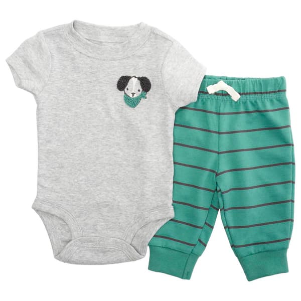 Baby Boy &#40;NB-24M&#41; Carter''s&#40;R&#41; Dog Bodysuit & Stripe Pants Set - image 