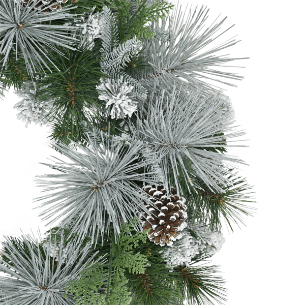 Puleo International Pre-Lit Flocked Wreath with Pinecones