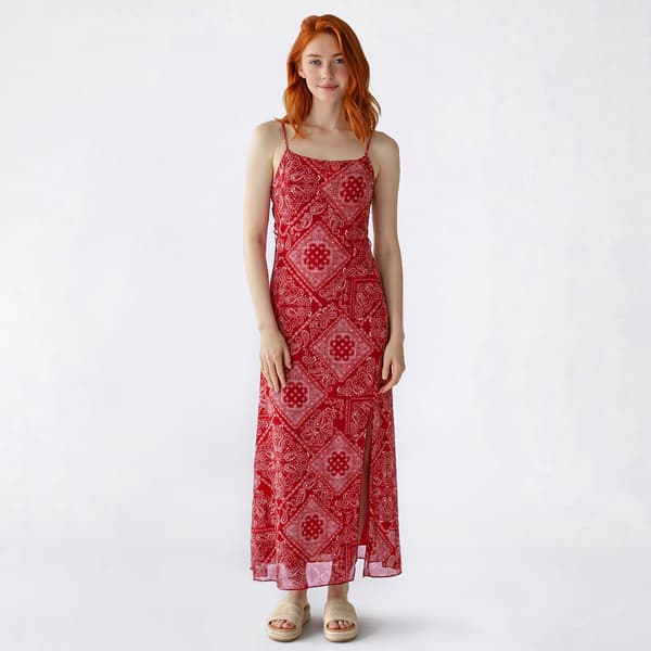 Juniors No Comment Mesh Lace Up Back Maxi Dress w/ Slit - Bias - image 