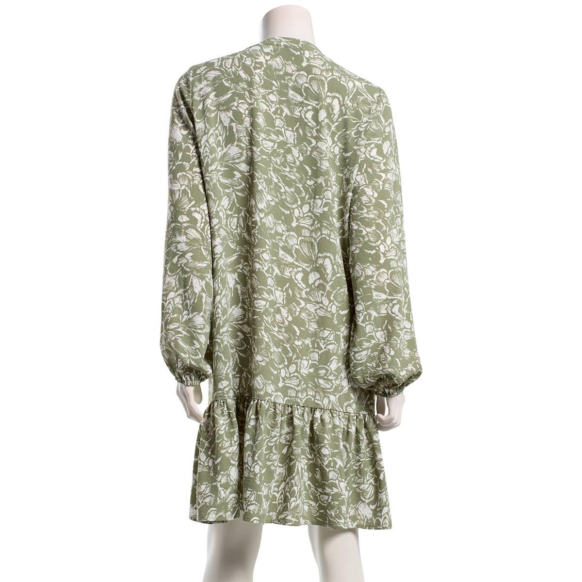 Womens Emily Daniels Long Sleeve Floral Ruffle Hem Shirtdress